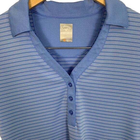 Callaway Opti-Dri Golf/Tennis Ladies SS V Neck Blue White Strip Top Size… - Picture 3 of 8